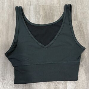Dark Green V-Neck Crop Top